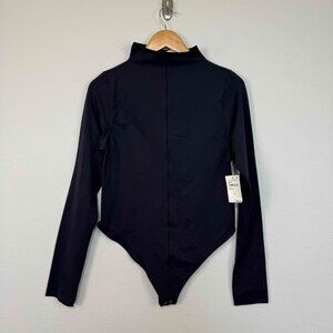Good American Women's Soft Nylon Funnel‎ Bodysuit Long Sleeve Black Size 5/6